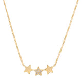 Three Star Dainty Diamond Necklace