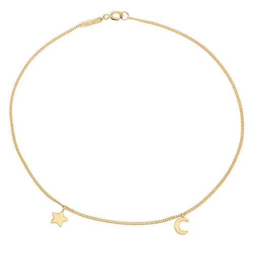 Mini Half Moon & Star Gold Anklet - Dana Seng Jewelry Collection