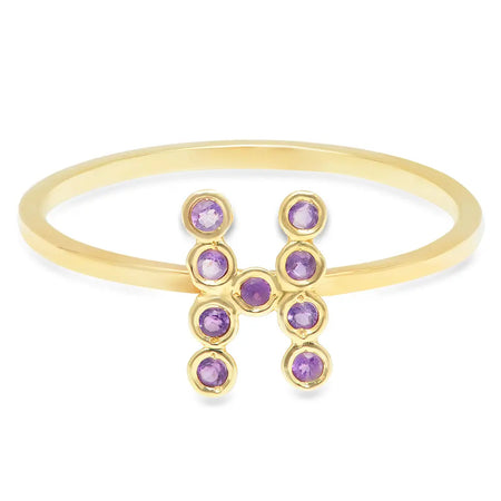 Mini Star Birthstone Chain Ring