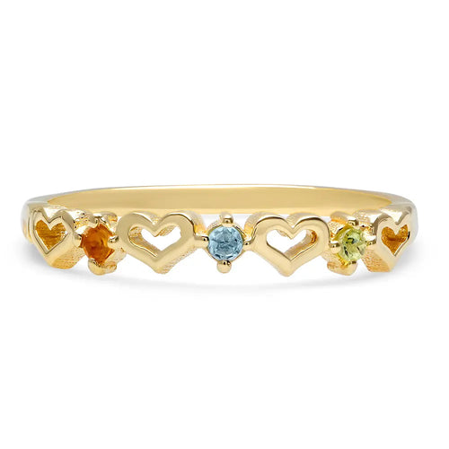 DSJ's Signature Tiny Open Heartbeats Birthstone Ring - Dana Seng Jewelry Collection