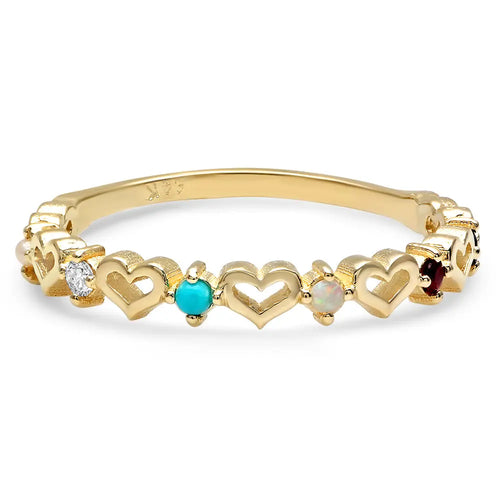 DSJ's Signature Tiny Open Heartbeats Birthstone Ring - Dana Seng Jewelry Collection