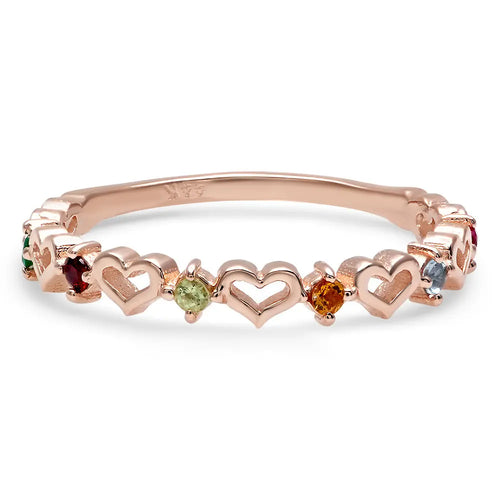 DSJ's Signature Tiny Open Heartbeats Birthstone Ring - Dana Seng Jewelry Collection
