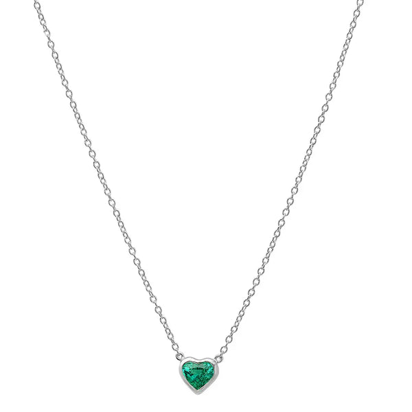 Precious Heart Shaped Emerald Necklace