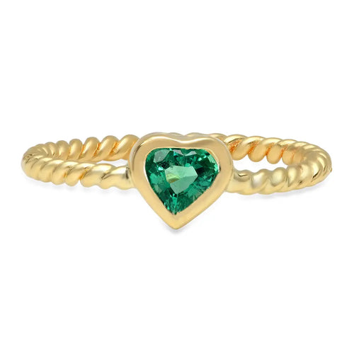 Precious Heart Shaped Emerald Twisted Ring - Dana Seng Jewelry Collection