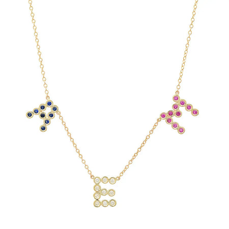 (6 Initials) DSJ's Signature Meaningful Multi Birthstone/Initial Necklace