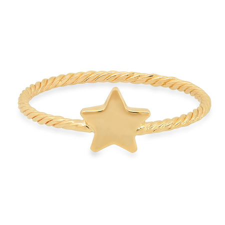 Half Moon & Star Twisted Gold Ring