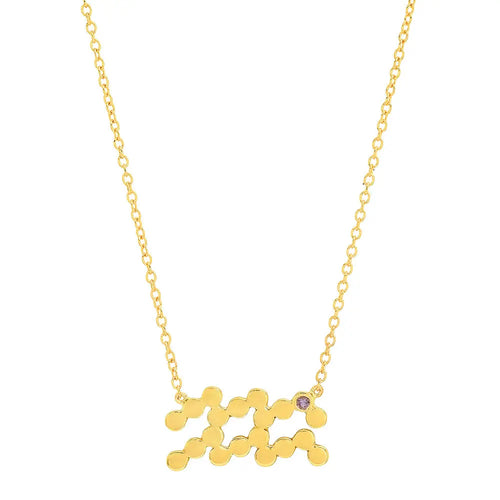 Dana Seng Signature Aquarius Zodiac With Precious Birthstone Necklace - Dana Seng Jewelry Collection