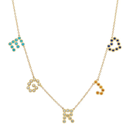 (6 Initials) DSJ's Signature Meaningful Multi Birthstone/Initial Necklace