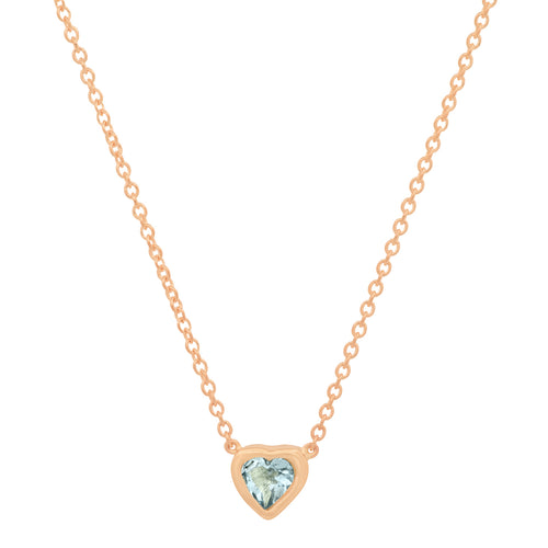 Precious Heart-Shaped March Birthstone Necklace