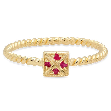 Dainty Square Twisted Gold Ring