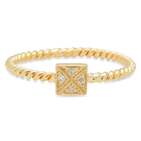 Dainty Square Twisted Gold Ring