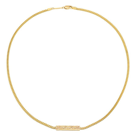 Golden Square Charm Lariat Diamond Necklace