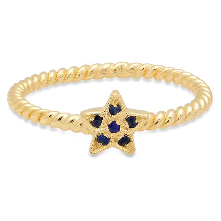 Mini Star Birthstone Dangle Ring