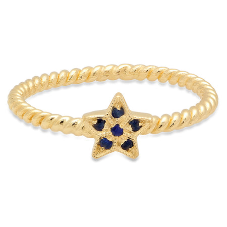 Half Moon & Star Twisted Gold Ring