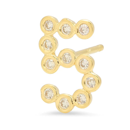 Gold Bar Diamond Star Circle Earrings