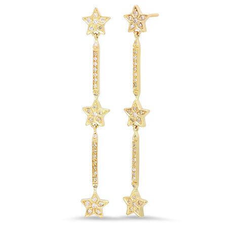 Gold Bar Diamond Star Fruit Earrings