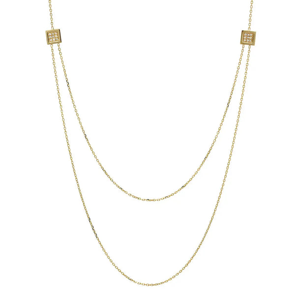 Double Parabola Fair & Square Diamond Charm Necklace