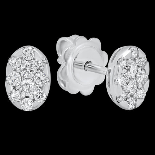 Oval Shaped Diamond Stud Earrings