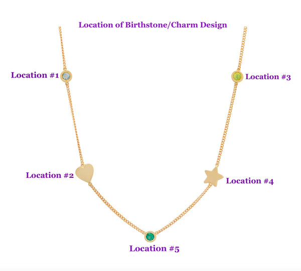 "Add-On" Precious New Birthstone To Your Existing Birthstone Curb Chain Necklace