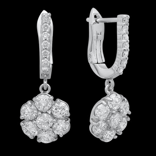Flowery Diamond Dangle Earrings