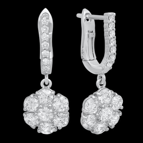 Summer Flower Diamond Dangle Earrings