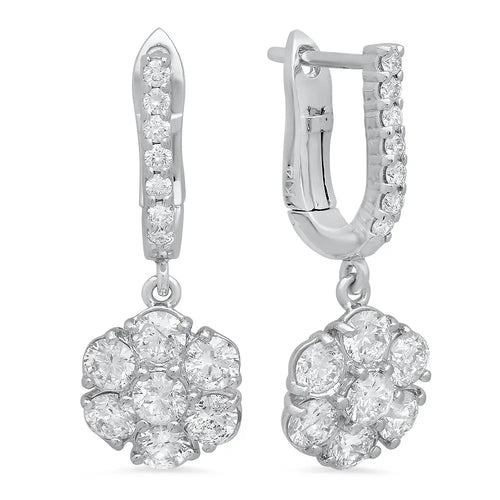 Summer Flower Diamond Dangle Earrings