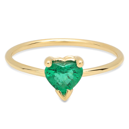 Precious Heart Shaped Emerald Twisted Ring