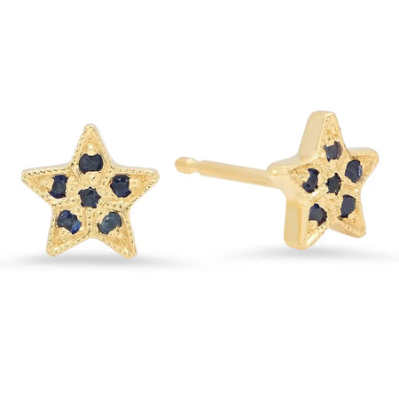 Gold Bar Diamond Star Circle Earrings