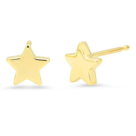 Gold Bar Diamond Star Circle Earrings