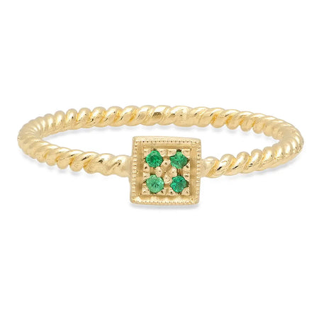 Dainty Square Twisted Gold Ring