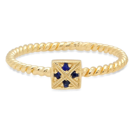 Dainty Square Twisted Gold Ring